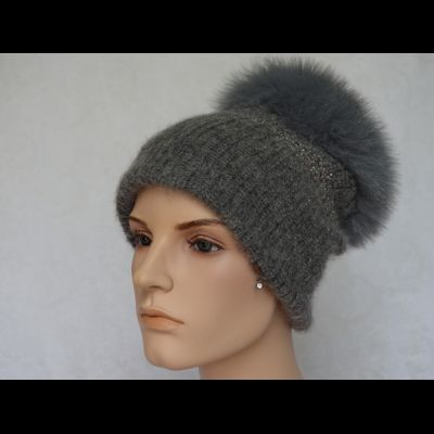 Женский головной убор с меховой опушкой Vizio Италия 6470 TP серый