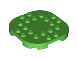 Plate, Modified 6 x 6 with Rounded Corners and 4 Feet, Bright Green (66789 / 6301631)