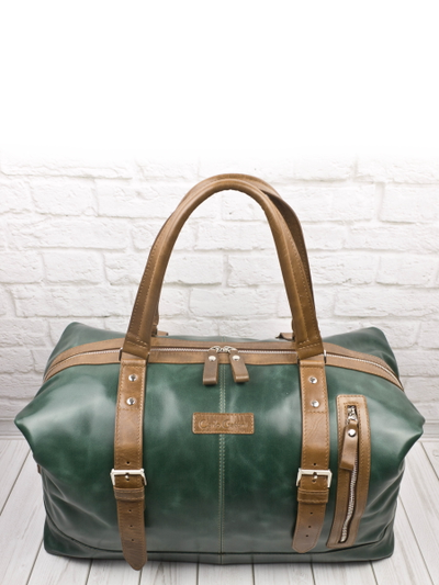 Кожаная дорожная сумка Campora Premium dark green (арт. 
4019-11)
