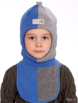 Шапка-шлем  21101-03, цвет ярко-синий,серый р. 52-54