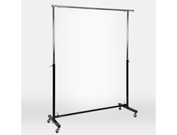 ST003 Вешало-рейл одноярусное регулируемое для одежды напольное на колесах, L=1200 мм ⇄ 1800 мм, цвет: черный-хром