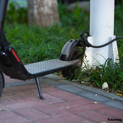 Замок на самокат Segway, сталь, черный с держателем на руль