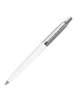 Ручка шариковая PARKER "Jotter Plastic CT", корпус сталь и белый пластик, синяя, R0032930