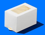 Коробка для 3 макарони с окном (белая), 90*55*55мм