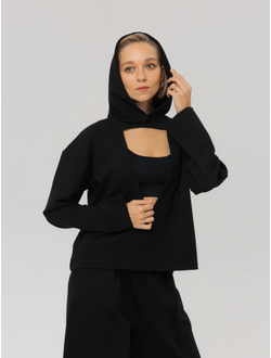 Худи с вырезом из вискозы (черный)