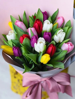 Букет из 21 тюльпана (цвет на выбор)