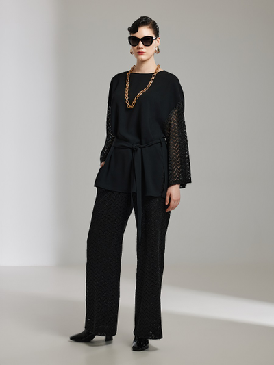 Женские комбинированные нарядные брюки