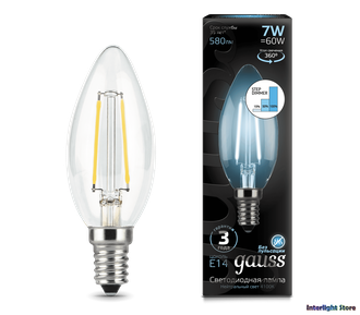 Gauss LED Filament Candle B60 Step Dimmable 7w 840 E14