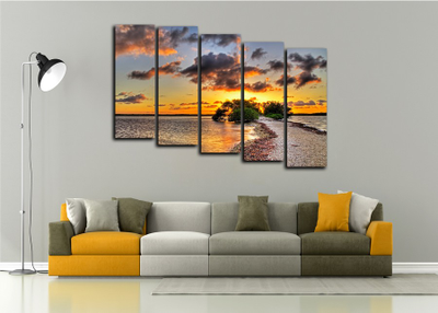 Модульная картина "Закат на озере"