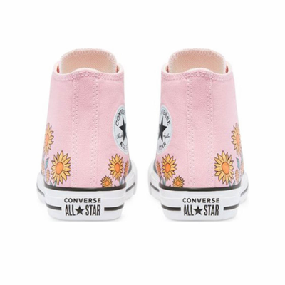 летние высокие кеды конверс All Star с цветочками  купить в спб 670701C фото