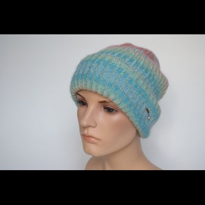 Вязаная шапка бирюзовая разноцветная Vizio Италия 8012 CRY