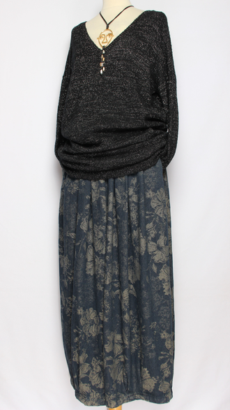 Джемпер удлиненный "ОТКРЫТЫЙ ВОРОТ ЛЮРЕКС" чёрный р.48-54