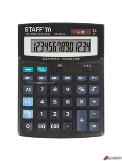 Калькулятор настольный STAFF STF-888-14 (200×150 мм), 14 разрядов, двойное питание. 250182