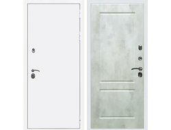 Белая дверь Rx 5 с панелью ФЛ 117 бетон