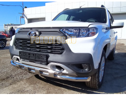 Защита переднего бампера двойная с перемычками d60/42 для Lada Niva Travel (2021-...)