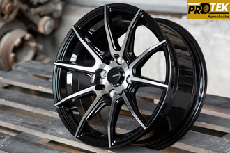 Комплект дисков R15 7,0J ET+40 4*100/4*114,3 Shogun S10 Черный глянец с полированными лучами (S152)