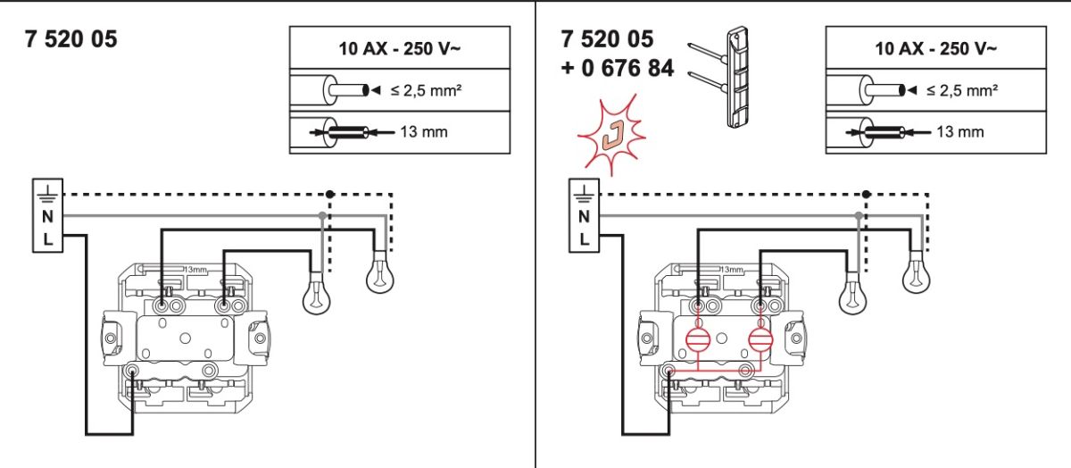 Схема подключения выключателя Legrand 752005