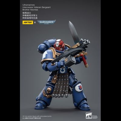 Интерцессор-ветеран Ультрамаринов (Warhammer 40k) - КОЛЛЕКЦИОННАЯ ФИГУРКА 1/18 Ultramarines Intercessor Veteran Sergeant Brother Aeontas (JT4386) - JOYTOY