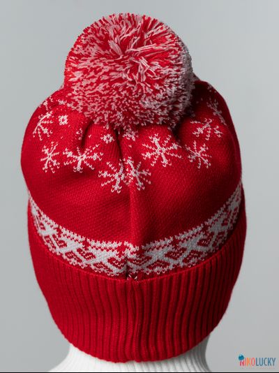 Шапка 20202-01 подклад 100% полиэстер, красный, белый 56