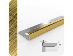Профиль окантовочный для плитки Лука К 10НСК(304).2700.002 Кросс брашинг золото