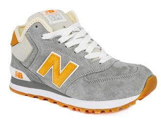 New Balance 574 Высокие серые с оранжевым