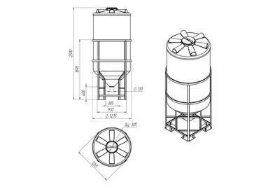 Емкость ФМ2000 в обрешетке размеры