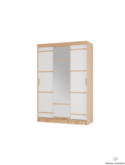 Сакура 1,5 м шкаф-купе Сонома/Белый