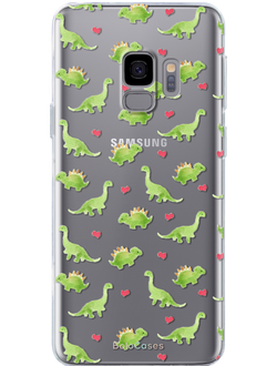 Чехол для Samsung с Динозаврами и сердечками
