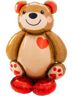 Шар 3D (36''/91 см) Фигура на подставке, Мишка с сердцем