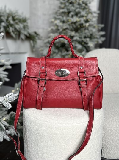 Женская сумка портфель из натуральной кожи красного цвета, Vera Pelle Italy. Арт. 024585