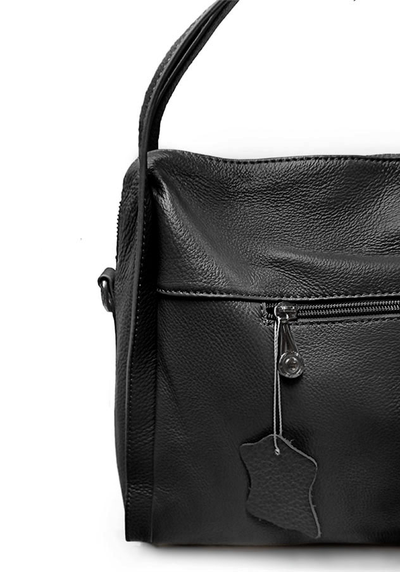 (АРТИКУЛ: 10035) СУМКА ЖЕНСКАЯ СРЕДНЕГО РАЗМЕРА, НАТУРАЛЬНАЯ КОЖА, ЧЕРНАЯ, РУЧКИ И РЕМЕНЬ ЧЕРЕЗ ПЛЕЧО