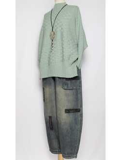 Джинсы "Цветные швы" синие р.48-54