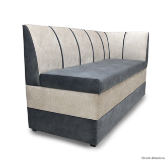 Кухонный ДИВАН "ФОРУМ-8" с боковой спинкой, Серый/Слоновая кость Правый