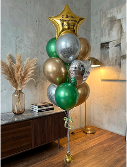 Фонтан из 10 шаров хром (золото, серебро зелёный)