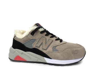 New Balance 580 серые с черным, замша/мех (41-45) Арт: 036F