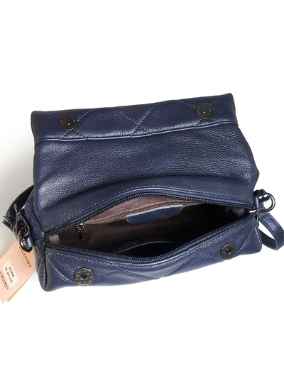 (АРТИКУЛ: 9908/2) СУМКА ЖЕНСКАЯ, НЕБОЛЬШАЯ, НАТУРАЛЬНАЯ КОЖА, ТЕМНО-СИНЯЯ, С ДВУМЯ ПЛЕЧЕВЫМИ РЕМНЯМИ