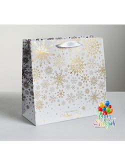 Пакет ламинированный квадратный «С Новым годом!», 22 ? 22 ? 11 см