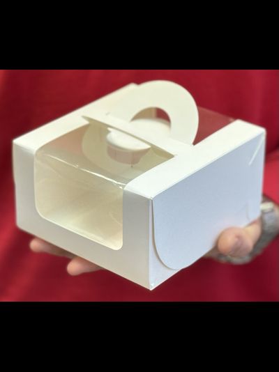 Коробка для бенто-торта с/о с/р (белая), 140*140*80мм