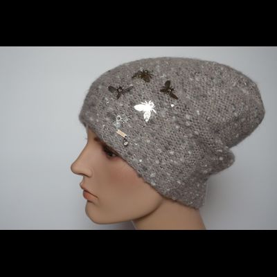 Vizio Италия 6958 CL шапка с бабочками и шарф серо - розовый комплект
