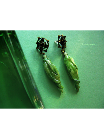 Нефритовый дух. Серьги в китайском стиле из холодного фарфора