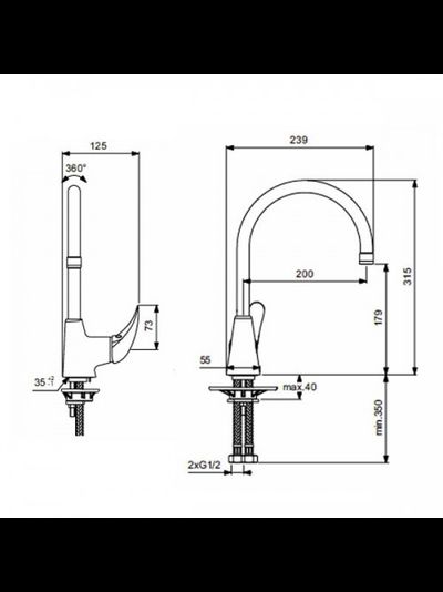 Смеситель для кухни Vidima Орион BA365AA хром