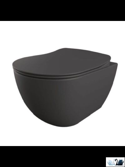 Унитаз Creavit Free FE322-11AM00E-0000 с сиденьем микролифт, Antrasit, подвесной безободковый, графит, матовый