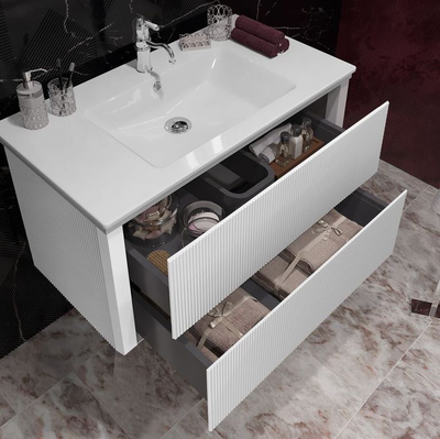 Мебель для ванной Opadiris Рубинно 90 подвесная белый глянец