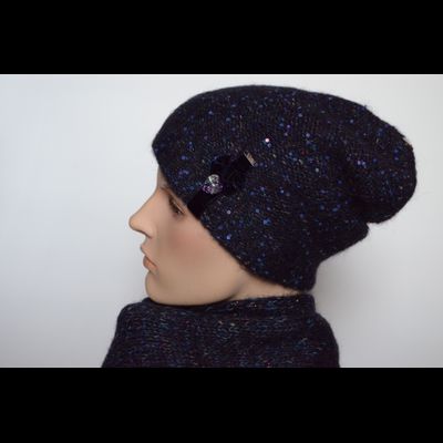 Синяя меланжевая шапка с украшением Vizio Италия 6926 CL