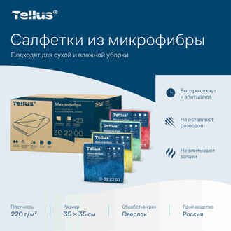 302200 Tork Tellus Microfiber Re-Usable Cleaning Cloth микрофибра многоразового использования 35 × 35 см синяя / blue