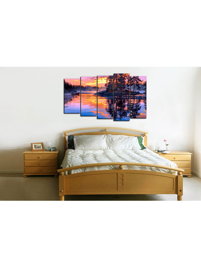 Модульная картина "Рассвет над тайгой"