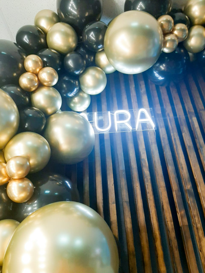 Гирлянда разнокалиберная "Черный и золото хром", 1 метр