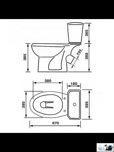 Унитаз с бачком Оскольская керамика Элисса Антивсплеск, черный, Стандарт (сиденье арматура УКЛАД)