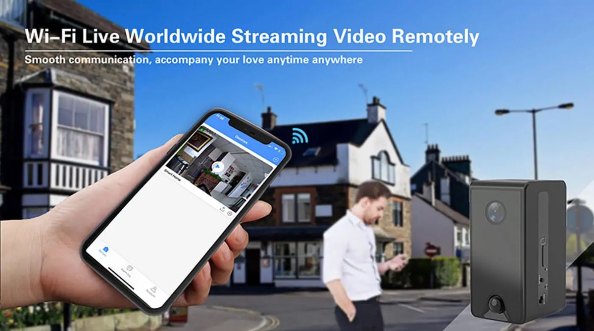 DE-WAI-LS002 Комнатная беспроводная WiFi видеокамера на аккумуляторе с DVR с кронштейном, Full HD