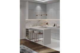 Кухня угловая с барной стойкой, 1800*2400мм. Материал фасадов ЛДСП. Срок изготовления от 15 рабочих дней. Цена на момент изготовления 86000 руб.